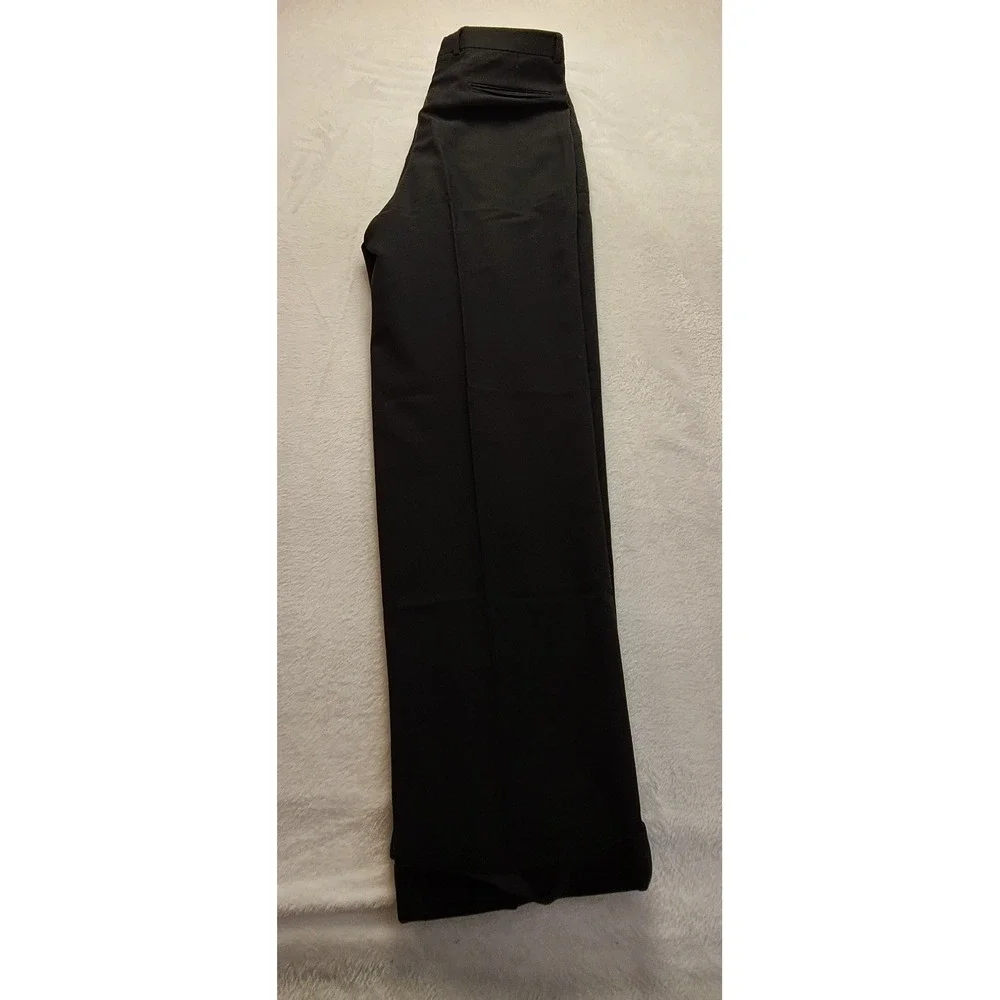 Men's Black Pleated Cuffed Dress Pants Straight Leg Trousers 35x31 Casual Office